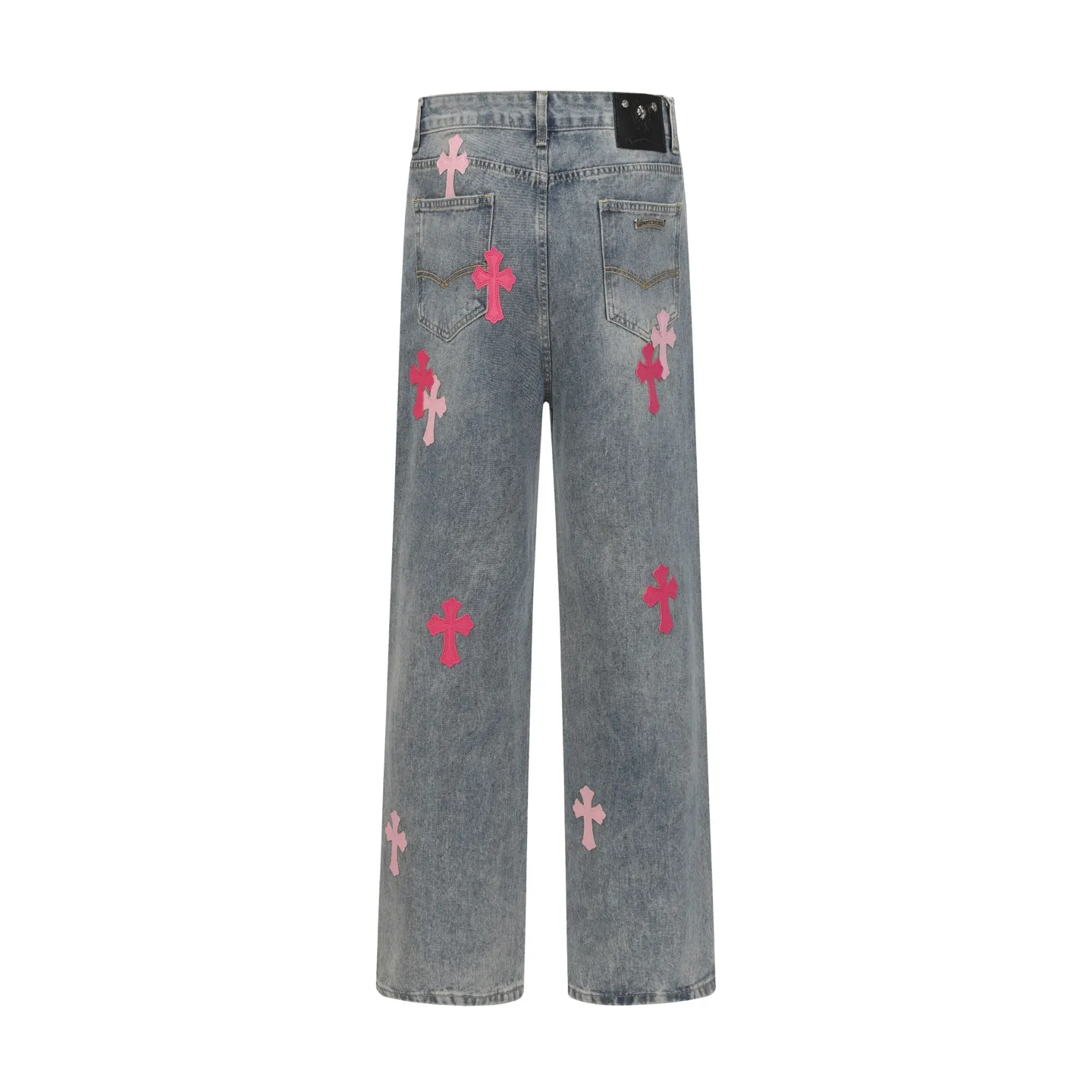P260 Cross-border model, please do not place an order if you are pursuing quality - Chrome Hearts/Chrome Hearts Cross ✝️Pink embroidered washed jeans, trousers and casual pants - High weight, high density and high quality. The wool is soft, delicate and skin-friendly. It feels soft and silky. It has excellent warmth and skin-friendly properties. - Custom-woven and dyed, no color difference. No matter the fabric or workmanship details, it beats the ordinary version on the market. - Hardware zipper accessories are all customized, full of details - Color: washed blue -Size: 28 30 32 34 36